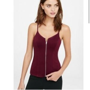 NWOT: Express size Small zip-front cami top in burgundy/wine color